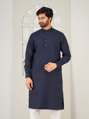 Oxford Cotton Panjabi – Navy Blue | Regular Fit