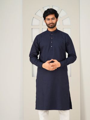 Oxford Cotton Panjabi – Navy Blue | Regular Fit_img_3