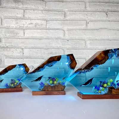 Seabed World Organism Resin Table Light Art Decoration Lamp Whales and jellyfish Night Light Creative USB charge night light Gif_img_7
