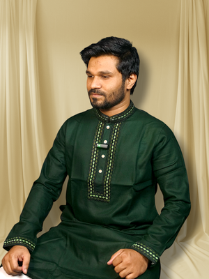 Elite embroidered bottle green panjabi code:414