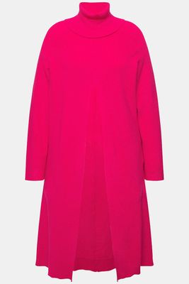 Fuchsia Knit Longline Sweater Dress