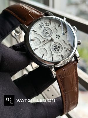 PATEK TWO CHRONO SILVER CASE BROWN BELT WHITE DIAL_img_2