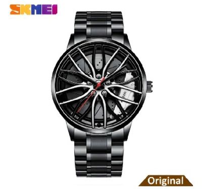 Waterproof Stainless Steel Quartz Car Wheel Rim Hub Design Men's Wrist Watch_img_5