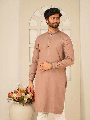 Regular Fit Mauve Cotton Panjabi_img_2