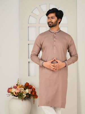 Regular Fit Mauve Cotton Panjabi_img_3