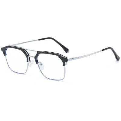 New anti-blue light glasses men's Pu Shuai plain glasses slag men's double beam glasses frame with myopia degree glasses wholesale_img_3
