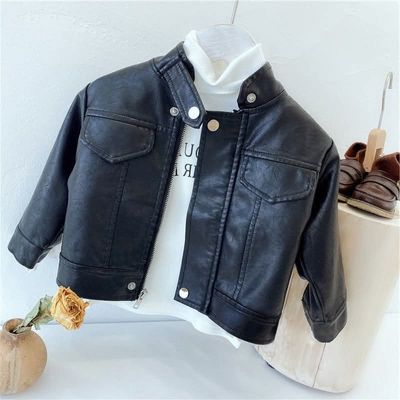 Kids Black Moto Biker Leather Zipper Jacket (1 years - 7 years) for your ANGEL_img_4