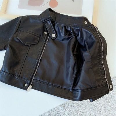 Kids Black Moto Biker Leather Zipper Jacket (1 years - 7 years) for your ANGEL_img_9