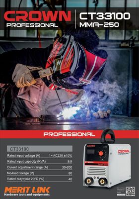 CROWN Professional Inverter DC MMA Welding Machine, 160-265V, 30-200A, 2.5-4mm; CT33100_img_5