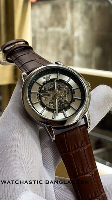 Armani Auto Belt Silver Brown White Dial Black Touch_img_0