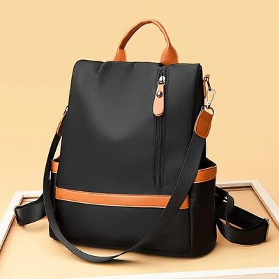 Women Large Capacity Outdoor Tote Bag ( Orrange/ black)_img_0