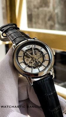 Armani Auto Black Belt Silver Case White Dial_img_0