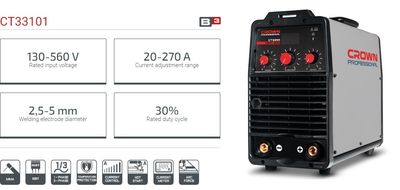 CROWN Professional Inverter DC MMA Welding Machine, 130-560V, 20-270A, 2.5-5mm; CT33101_img_1