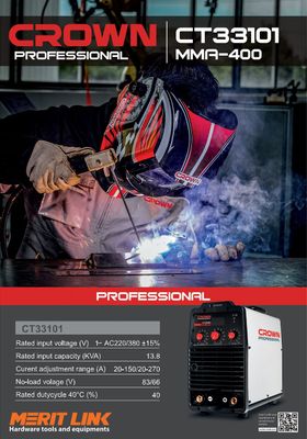 CROWN Professional Inverter DC MMA Welding Machine, 130-560V, 20-270A, 2.5-5mm; CT33101_img_3