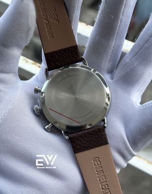 ARMANI OVAL GLASS BROWN BELT WHITE  DIAL SILVER CASE_img_1