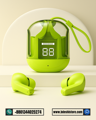 Ultrapods Max TWS Bluetooth 5.3 Wireless Earbuds - Transparent Display Case, ANC HiFi Stereo Headphones with Mic for Android iOS