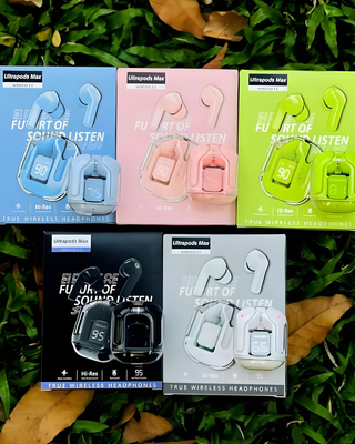 Ultrapods Max TWS Bluetooth 5.3 Wireless Earbuds - Transparent Display Case, ANC HiFi Stereo Headphones with Mic for Android iOS_img_2