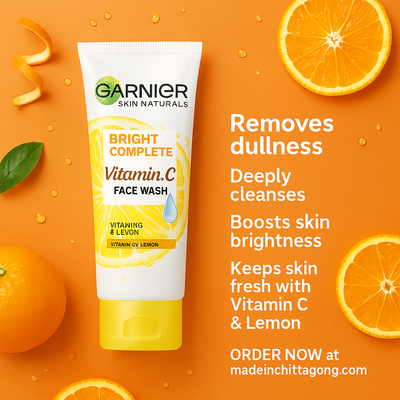 Garnier Bright Complete Vitamin C Face Wash 100gm - Deep Cleanse & Brighten Your Skin Naturally_img_0