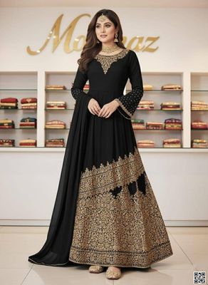 রেডিমেড জর্জেট এমব্রয়ডারি পার্টি ড্রেস_img_0