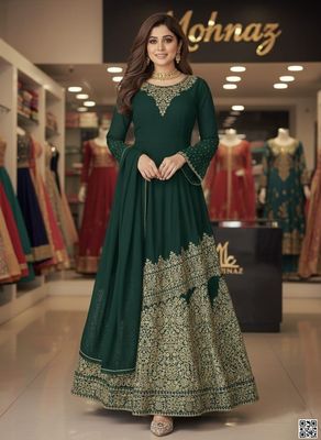 রেডিমেড জর্জেট এমব্রয়ডারি পার্টি ড্রেস_img_1