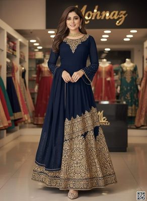 রেডিমেড জর্জেট এমব্রয়ডারি পার্টি ড্রেস_img_2