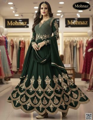 সেমি-স্টিচড জর্জেট ফ্লোর টাচ আনারকলি – রাজকীয় এমব্রয়ডারি পার্টি ড্রেস_img_0