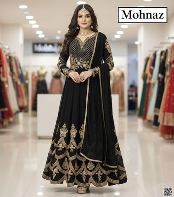 সেমি-স্টিচড জর্জেট ফ্লোর টাচ আনারকলি – রাজকীয় এমব্রয়ডারি পার্টি ড্রেস_img_1