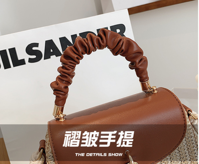 Straw Handbag, Korean Style Lock Small Square Bag_img_5