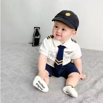 Baby Air Force Officer Romper Dress with Cap (0 to 18 months)_img_0