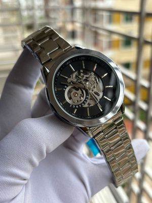 Armani Exchange Auto Chain Silver Black Dial