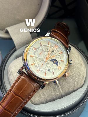Patek Philippe Brown Belt Rose Golden Vejel Silver Case Spider Dial AA_img_0