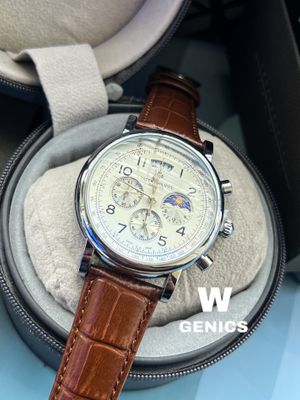 Patek Phillippe Brown Belt White Dial Silver Case AA_img_0