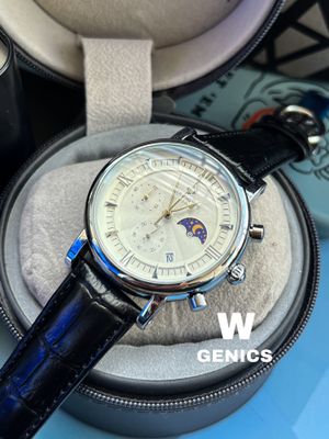 Patek Phillips Black Belt White Dial AA Moon phase_img_0