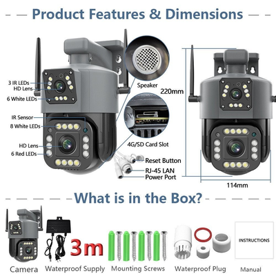 Speed-X IP Camera Wi-Fi Wireless 2mp + 2mp HD Dual Lens PTZ + Still CCTV Surveillance Outdoor Wi-Fi Camera