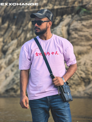 Lavender Oversized Tee// with Japanese Typography"_img_2
