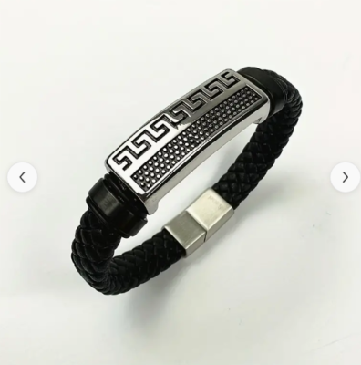 22mm Anchor Desgin Black Color Leather Bracelet Stainless Steel Retro Style Bracelets Boyfriend Gifts pulsera hombre_img_1