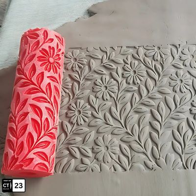 Daisy Canopy Pattern Texture Roller – 12 cm Clay, Fondant & Pottery Imprint Tool | InDecorBD_img_0