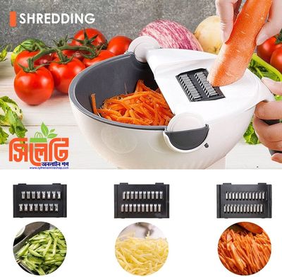 Multifunction 9 In 1 Vegetable Cutter with Drain Basket Magic Rotate Portable Slicer Chopper Grater Kitchen Tool_img_1