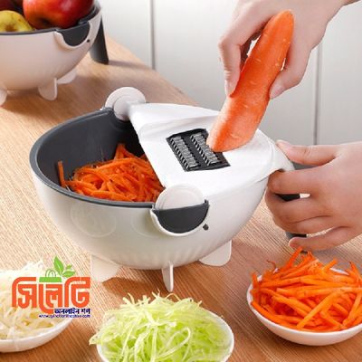 Multifunction 9 In 1 Vegetable Cutter with Drain Basket Magic Rotate Portable Slicer Chopper Grater Kitchen Tool_img_2