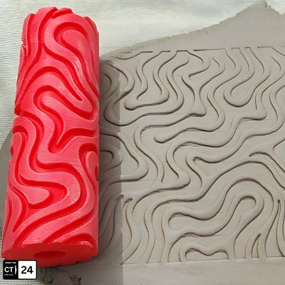 Abstract Flow Pattern Texture Roller – 12 cm Clay, Fondant & Pottery Imprint Tool | InDecorBD_img_0