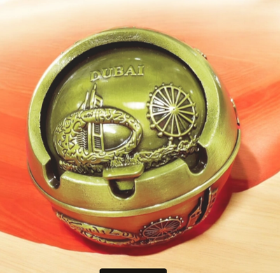Ashtray Vintage Embossed Dubai Style Smoking Tray Holder Cigarette Ashtray Lid Tabletop Home Decorations_img_0