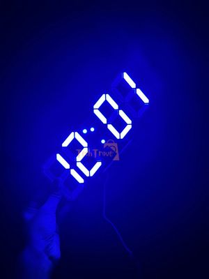 3D LED Digital Clock Glowing Decoration Wall or Table Clock – Blue LED_img_0