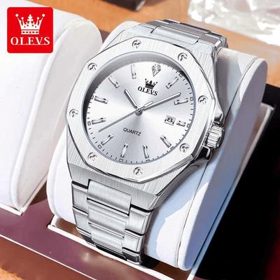 OLEVS 3613 Luxury Business Watch for Man Sport Stainless Steel Men Watch Luminous Date Watches Quartz Clock Reloj_img_0