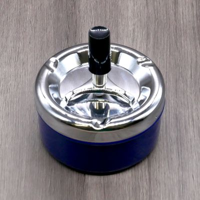 1pcs Windproof Press Rotating Lid Ashtray Metal Modern Gift Home el Rotating r Ashtray Office For Men D1H9_img_2