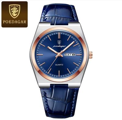 POEDAGAR 930L Men's Leather Quartz Watch - Water Resistant Business Luxury Fashion Wristwatch - Watch For Men - Watch_img_1