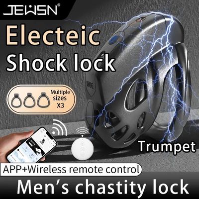 Electric Shock Remote Control Chastity Lock with Penis Cage 3 Adjustable Rings Abstinence Training Adult Sex Toy 10 Modes_img_6