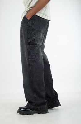 Carpenter baggy fitted faded black denim pant_img_1