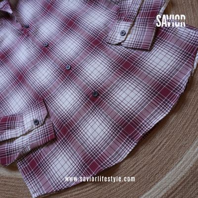 White Maroon - Pocketless Full Sleeve Check Shirt_img_1