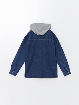 Lc Waikiki kids Relaxed Fit Hooded Boy's Denim Shirt_img_3