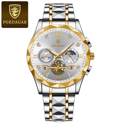 POEDAGAR 996 Luxury Man Luminous Chronograph Watch for Men Stainless Steel Men's Quartz Watches_img_0